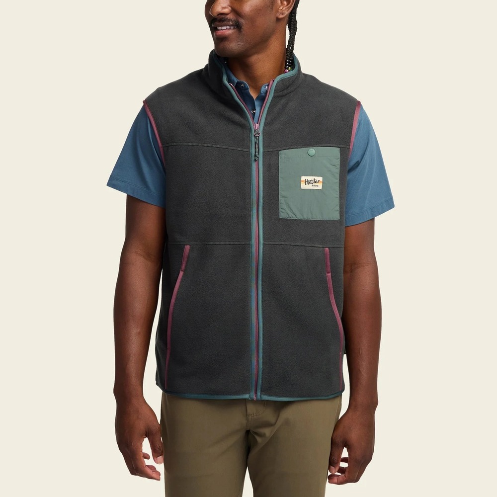 Howler Bros Free Range Fleece Vest Mens Small Charcoal Grey‎ Full Zip Outdoor